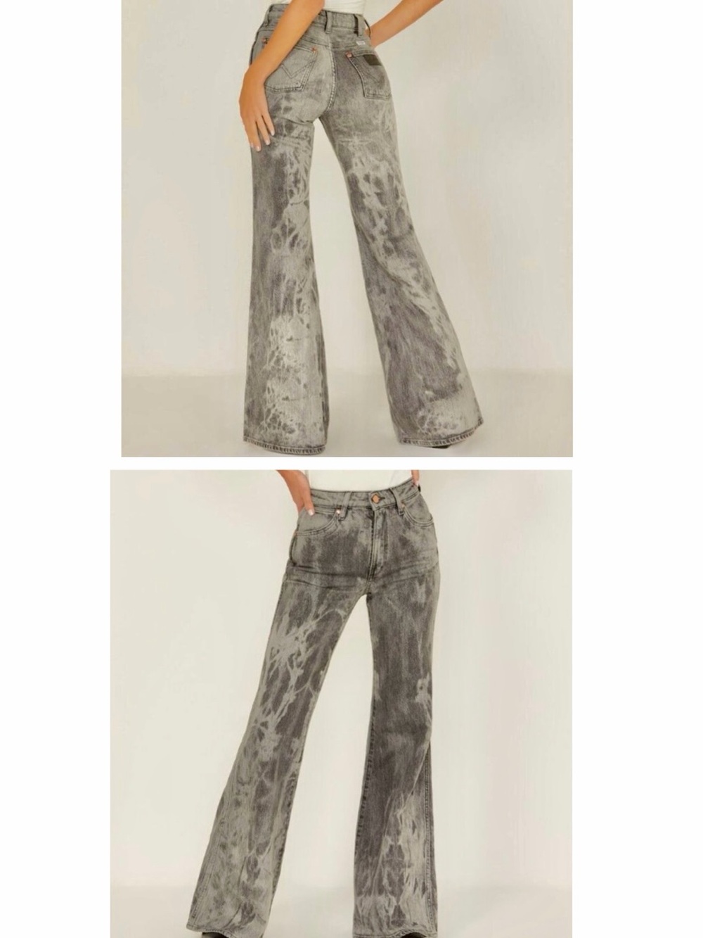 NWOT Wrangler Wanderer 622 High Rise Flare 26x32 Wide Boho Bleach Retro Acid